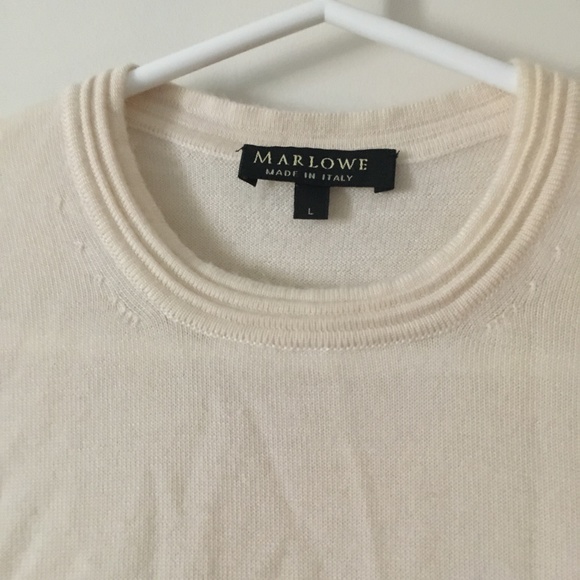 MARLOWE 100% Cashmere Cream Crew Neck Button Side Sweater L - Picture 2 of 4